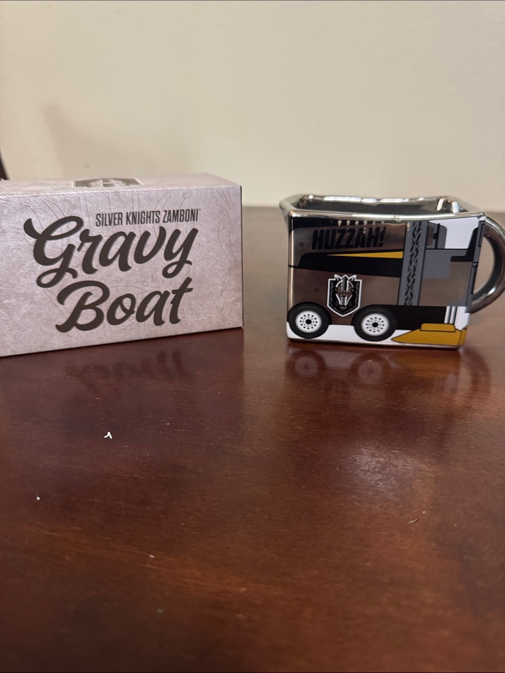Silver Knights Gravy Boat Mug with 'Huzzah' Zamboni Graphic - Hockey